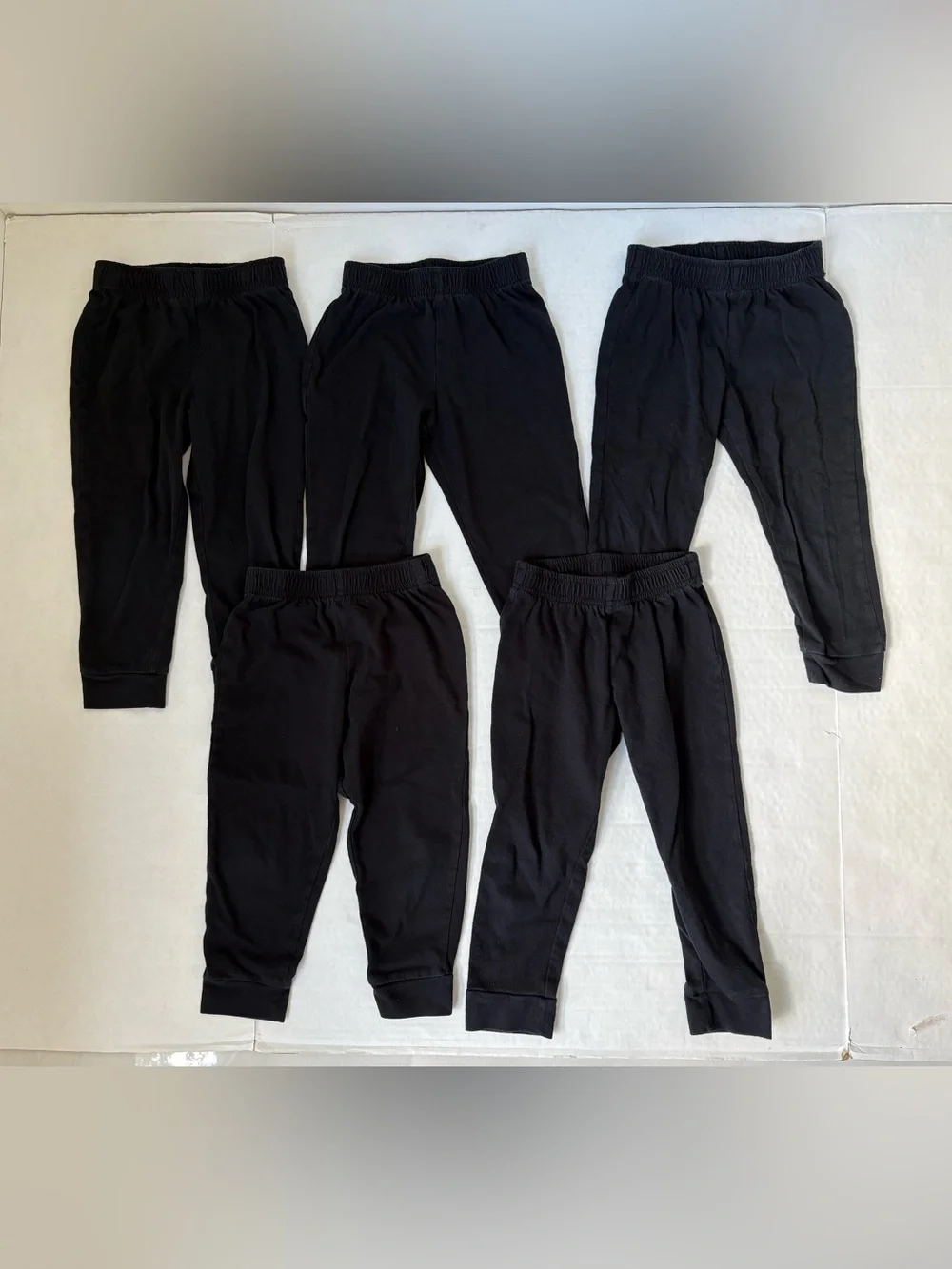 Cat & Jack Bundle 5 Black Joggers Pants 3T Toddler Boy Jersey Pull On Elastic